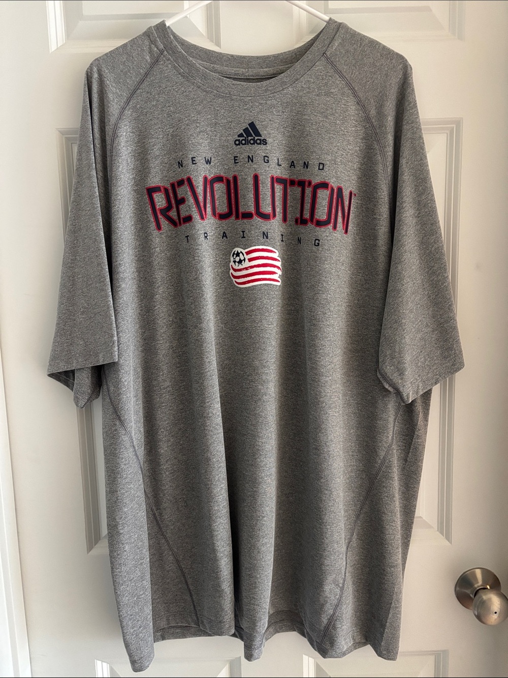 adidas Gray New England Revolution Training Tee with Red Accent